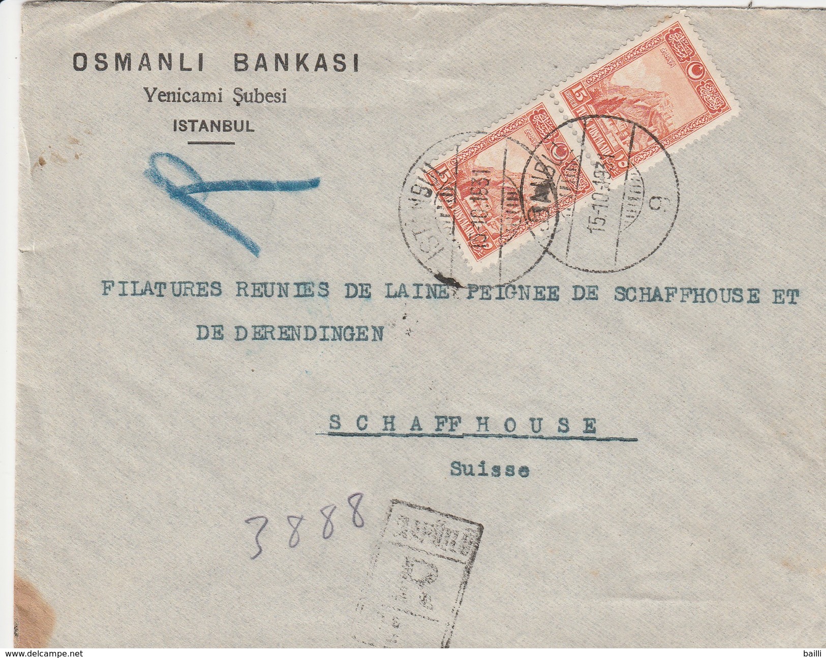 Turquie Lettre Recommandée Pour La Suisse 1931 - Storia Postale