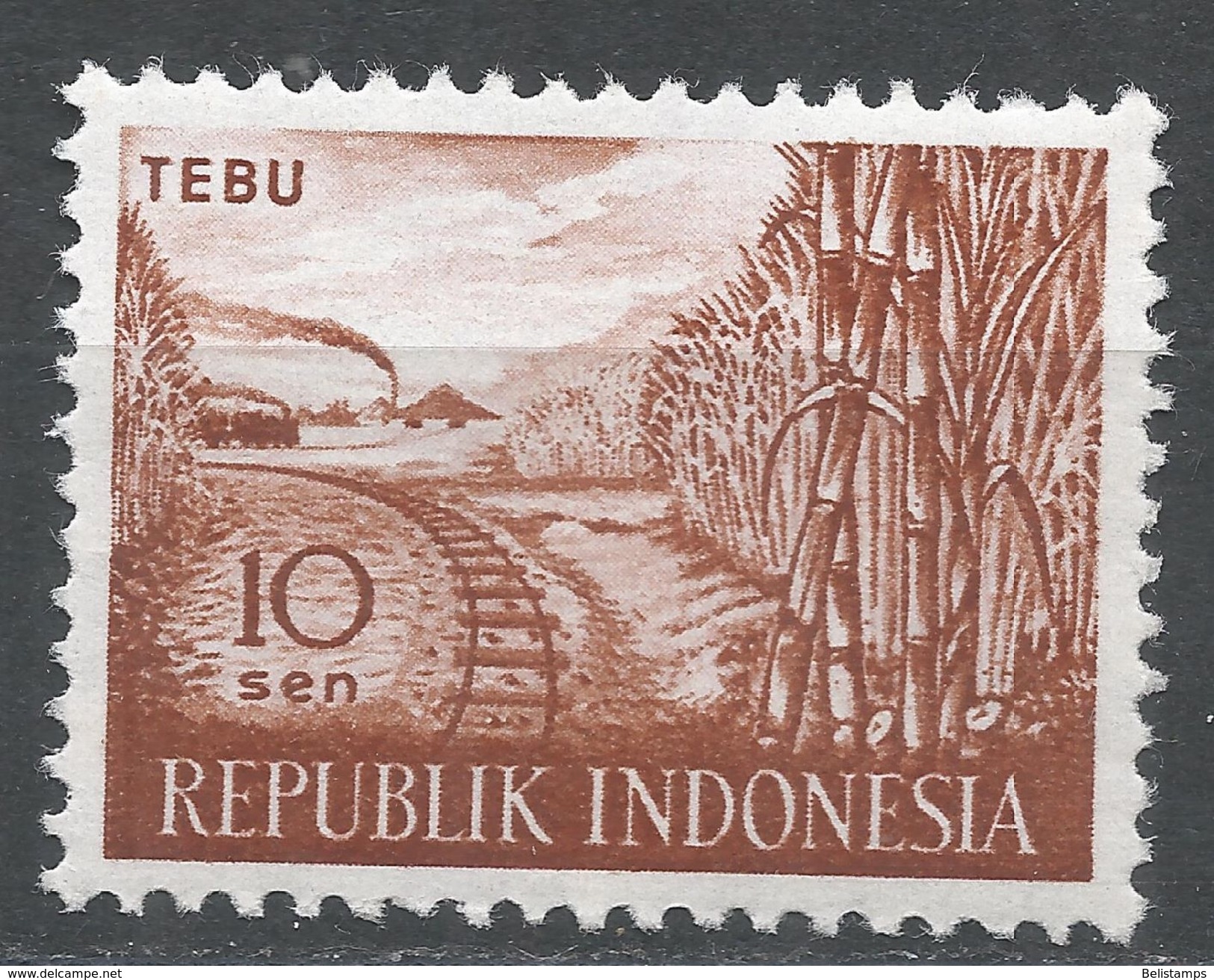 Indonesia 1960, Scott #495 (MH) Sugar Cane And Railroad - Indonésie