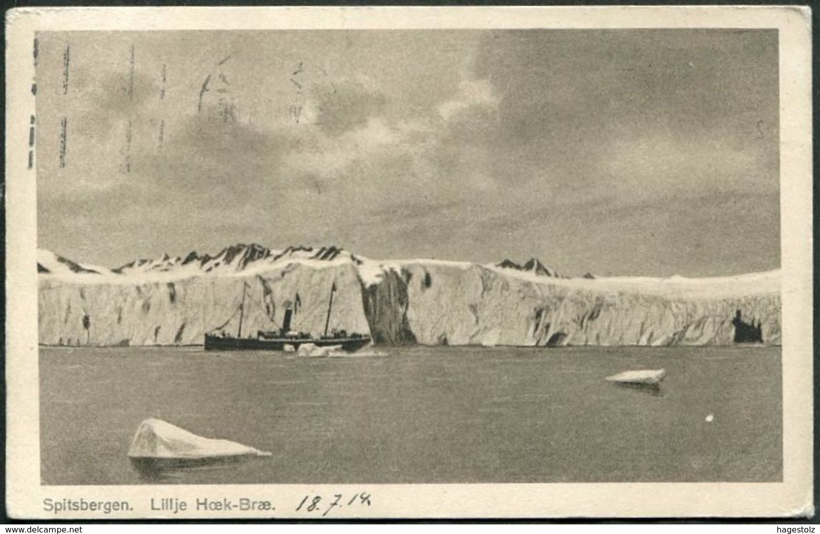 Arctic SPITSBERGEN Private Local Spitzbergen Spidsbergen Svalbard 1914 Post Card Schiffspost POLAR BEAR Seal WALRUS Ship - Faune Arctique