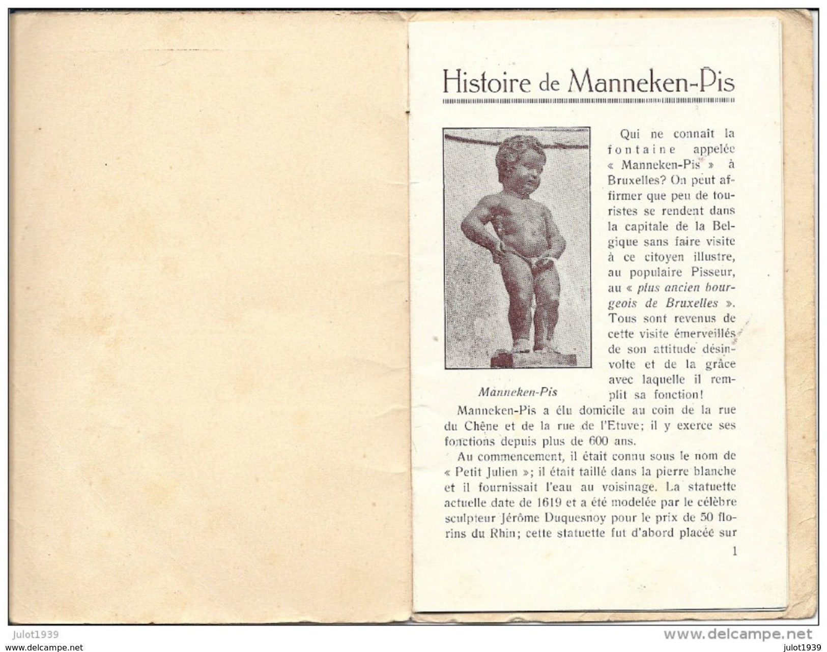 MANNEKEN - PIS ..-- Histoire Et Origine . 10 Pages . 5 Photos Originales . 2 Gravures . - Monuments, édifices