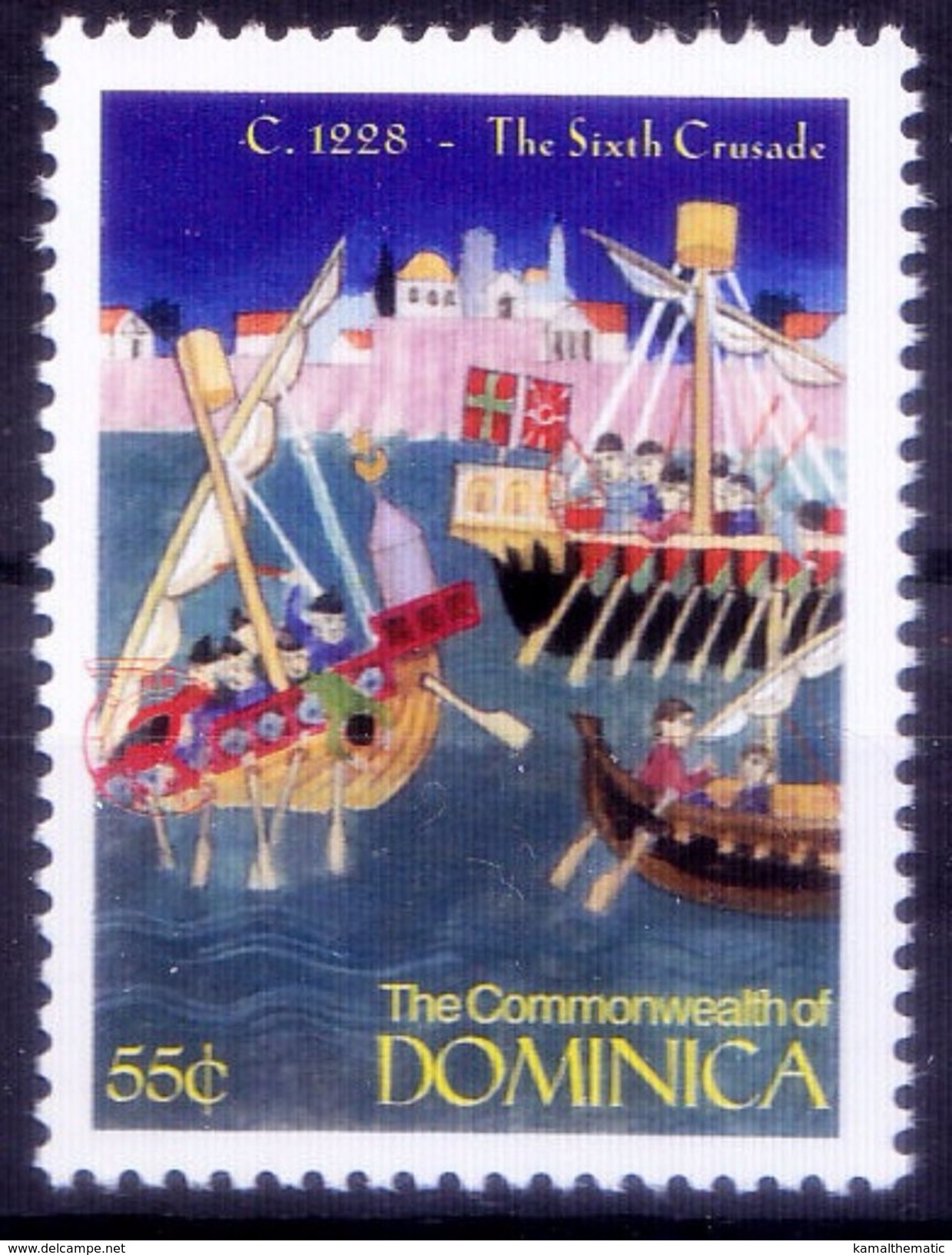 1228 Sixth Crusade By Emperor Fredrick II, Histroy, Dominica MNH, Millennium - 2. Weltkrieg