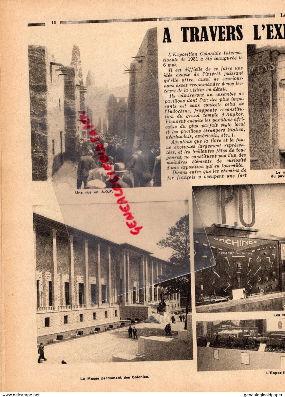 REVUE LE P.O. ILLUSTRE-N° 15- 1931-VINCENNES AFRIQUE-ANGKOR VAT-NANTES CONSERVERIE -MONTLUCON GOUTTIERES-NERIS GARE