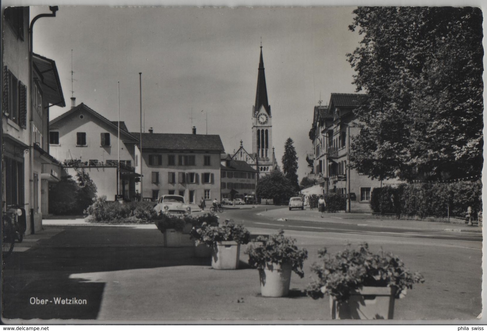 Ober-Wetzikon - Kirche, Oldtimer, Animee - Photoglob No. 3169 - Wetzikon