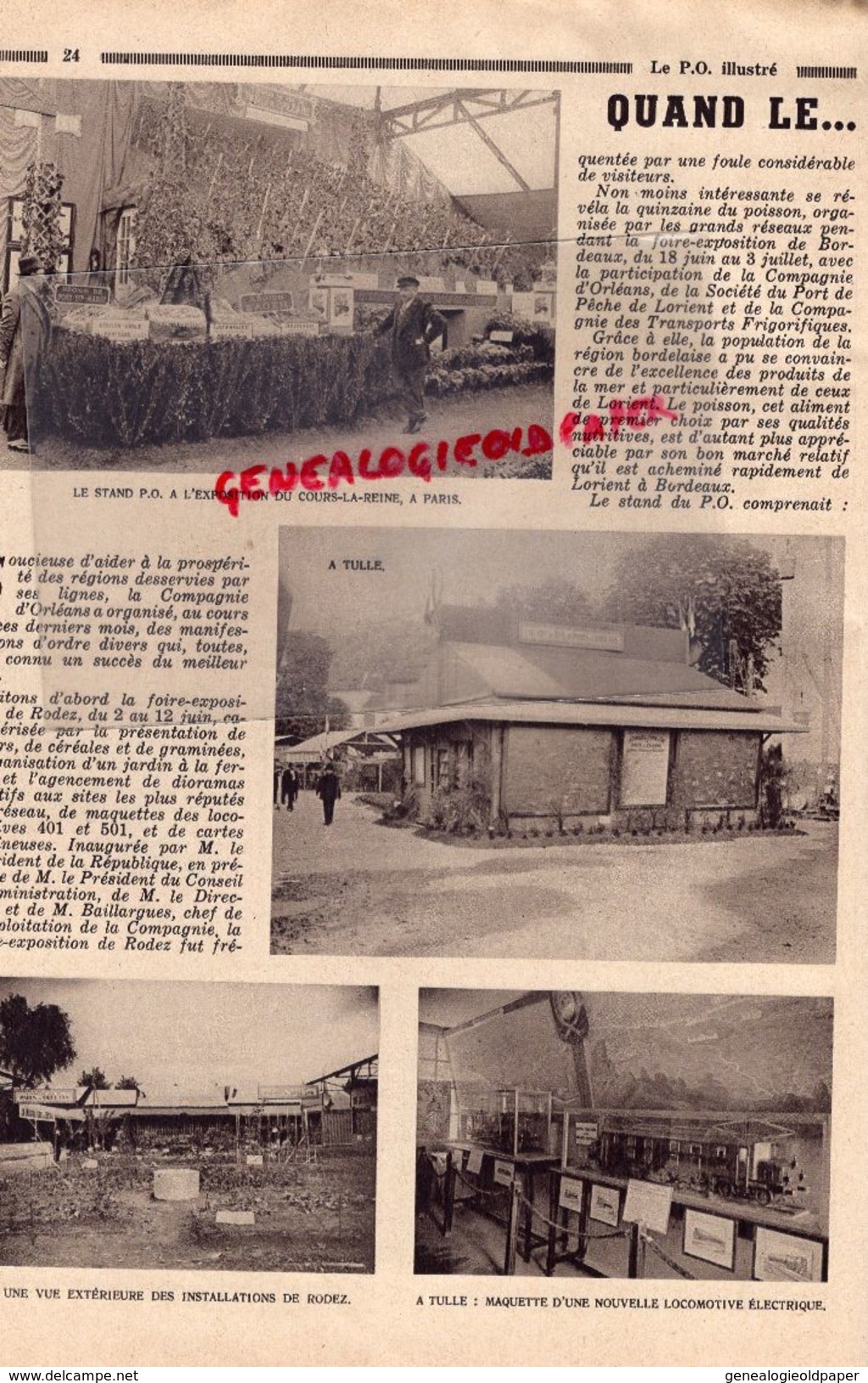 REVUE P.O. ILLUSTRE-N° 30-1933-ARMISTICE-CROZATIER-GALERIE OUDON-VENDANGES-ORLEANS ELEVAGE DINDON-QUIBERON-TULLE RODEZ