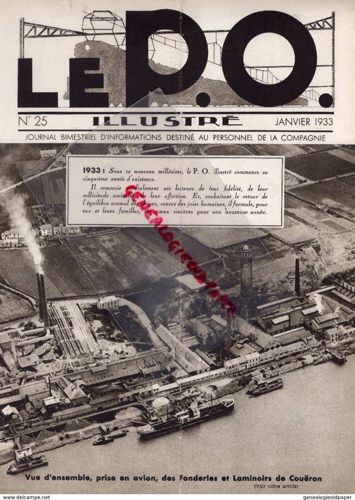 REVUE P.O. ILLUSTRE-N° 25-1933-FONDERIE CUIVRE PLOMB COUERON-CROZATIER-ATLANTIQUE-ORLEANS-EIFFEL-PRUNEAUX AGEN-CHAUVIGNY - Bahnwesen & Tramways