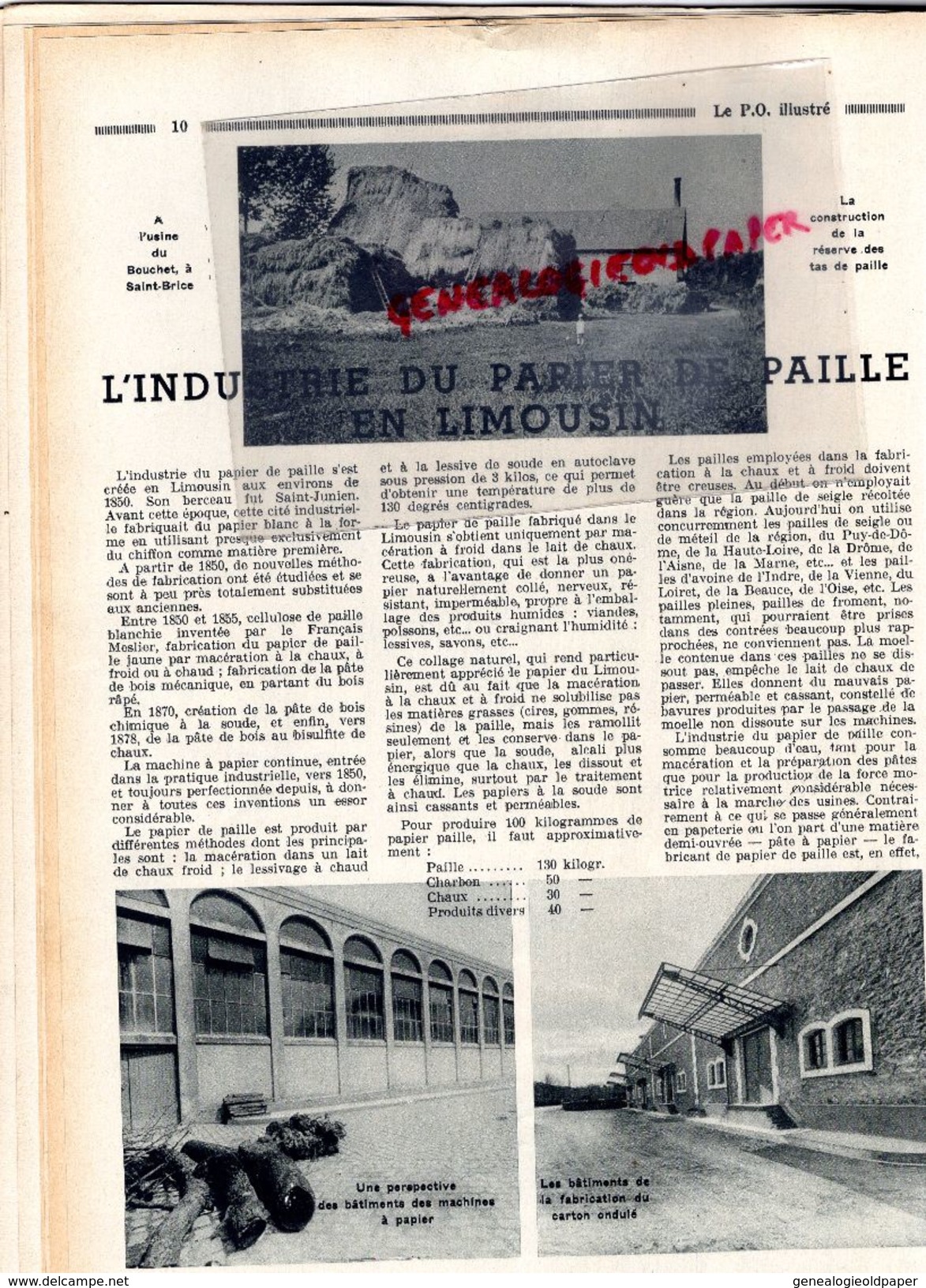 REVUE P.O. ILLUSTRE-N° 24-1932-INDUSTRIE PAPIER SAINT JUNIEN-SAINT BRICE-INDUSTRIE BETTERAVE-TOURY-ILE MOINES-PAQUEBOT-