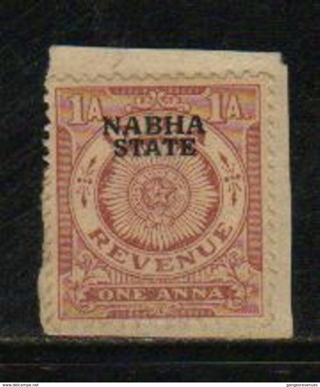 NABHA  STATE  KG V  O/p  1A  Brown  Revenue Type 16  #  98386  India  Inde  Indien Revenue Fiscaux  Sikhism - Nabha