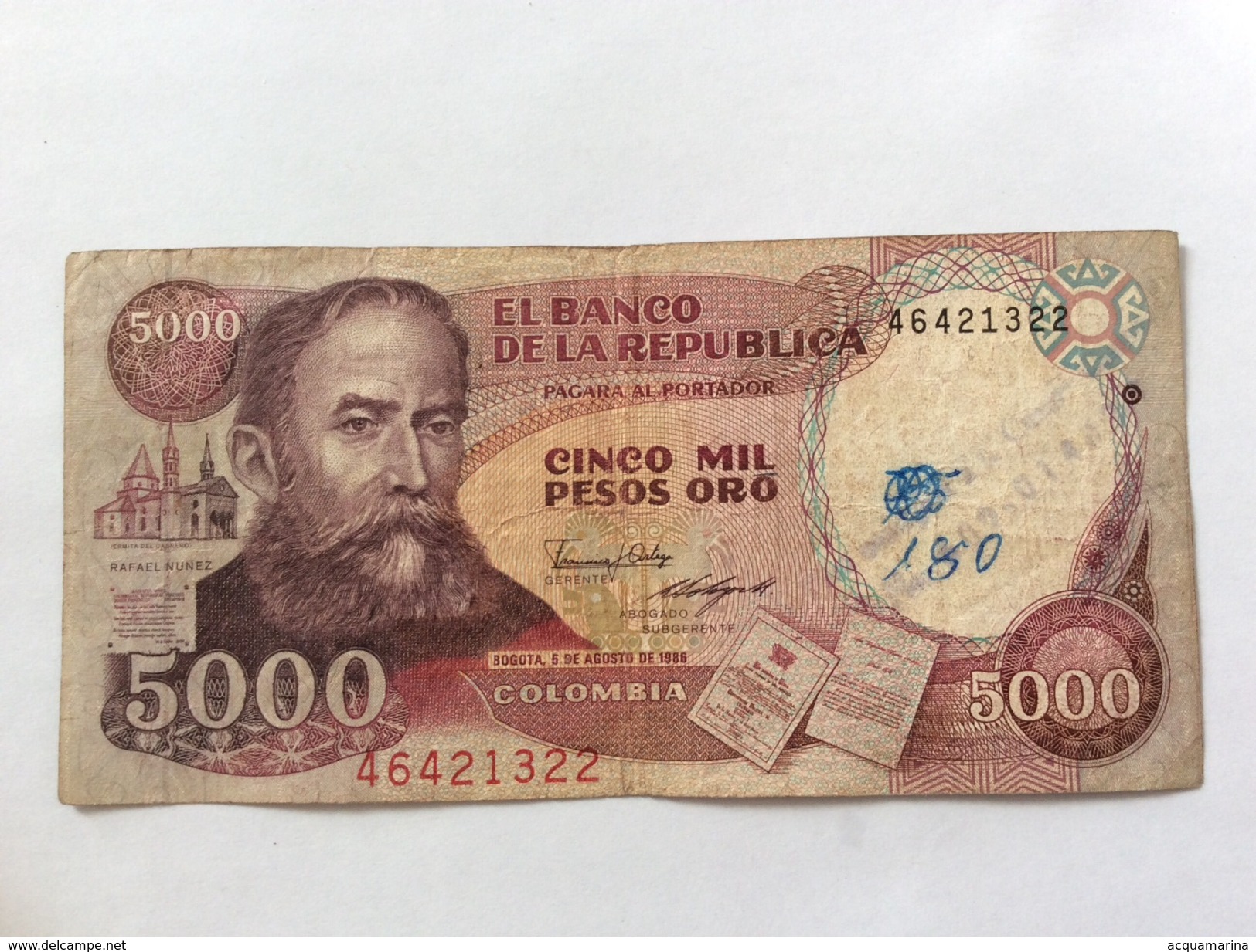 COLOMBIA 5000 PESOS ORO  1986 VERY CIRCULATED - Colombie