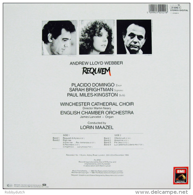 * LP *  REQUIEM - ANDREW LLOYD WEBBER / PLACIDO DOMINGO, SARAH BRIGHTMAN, LORIN MAAZEL (Holland 1985 EX!!!) - Klassiekers