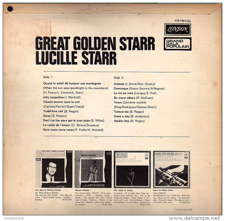 * LP *  LUCILLE STARR - GREAT GOLDEN STARR (Holland 196?) - Disco, Pop