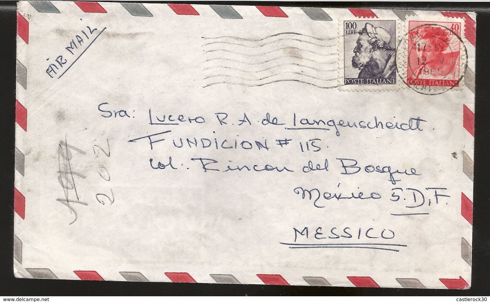 A) 1965 ITALY, MICHAEL ANGEL, EZEKIEL PROPHET, VATICAN, AIRMAIL, CIRCULATED COVER FROM ROMA TO MEXICO. - Unclassified