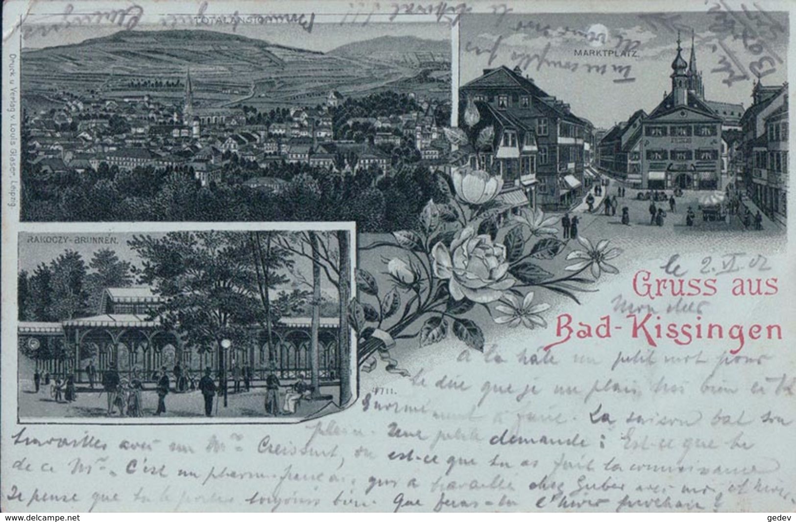 Allemagne, Gruss Aus Bad - Kissingen, Litho 1902 (4.6.02) Plis - Bad Kissingen