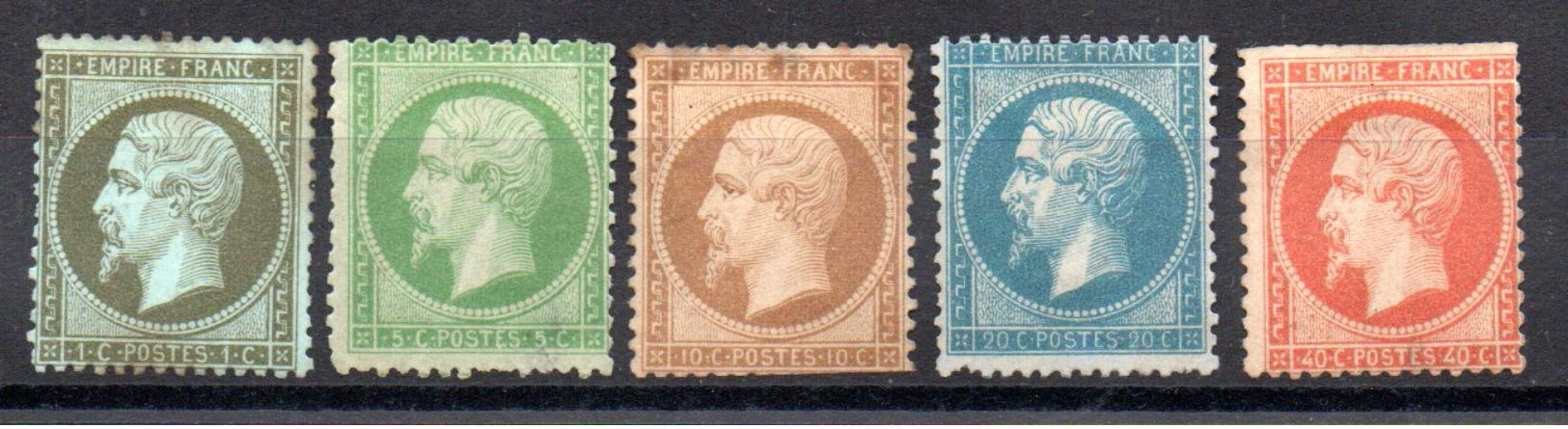 FRANCE - 1853 - YT N° 19 à 23 - Neufs Sg - Cote: 1160,00 &euro; (DF) - 1853-1860 Napoléon III