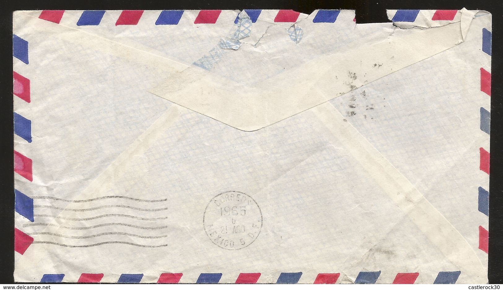 A) 1965 SPAIN, GENERAL FRANCO, SHIELD, MULTIPLE STAMPS, COLOR STAMP, AIRMAIL, CIRCULATED COVER FROM MADRID TO MEXICO DF. - Oblitérés