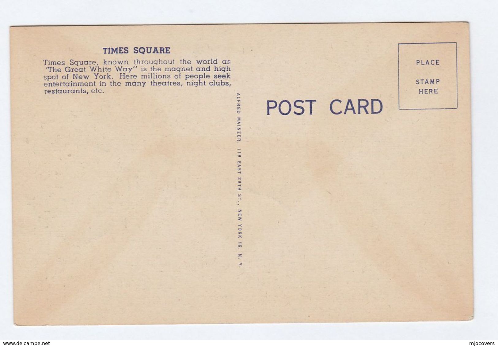 Old Postcard TIME SQUARE AT NIGHT New York City Usa - Manhattan