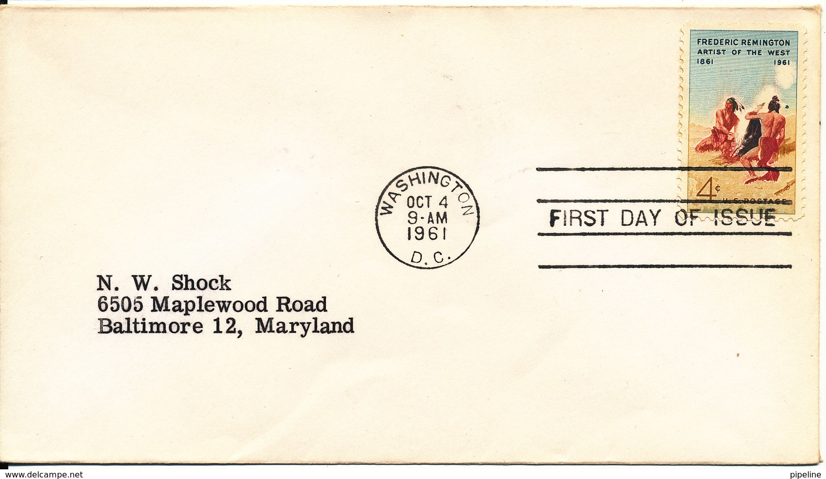 USA FDC Frederic Remington Artist Of The West Washington 4-10-1961 - 1961-1970