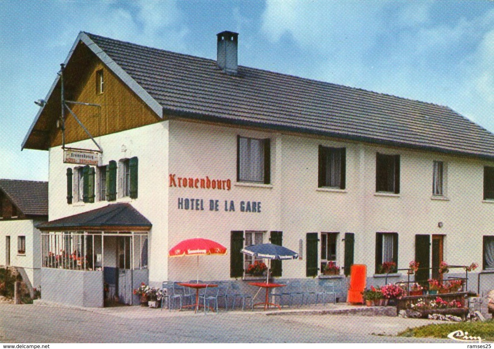 (Doubs) CPSM  Les Longeville Mont D' Or  Hotel De La Gare (bonne Etat) - Other & Unclassified