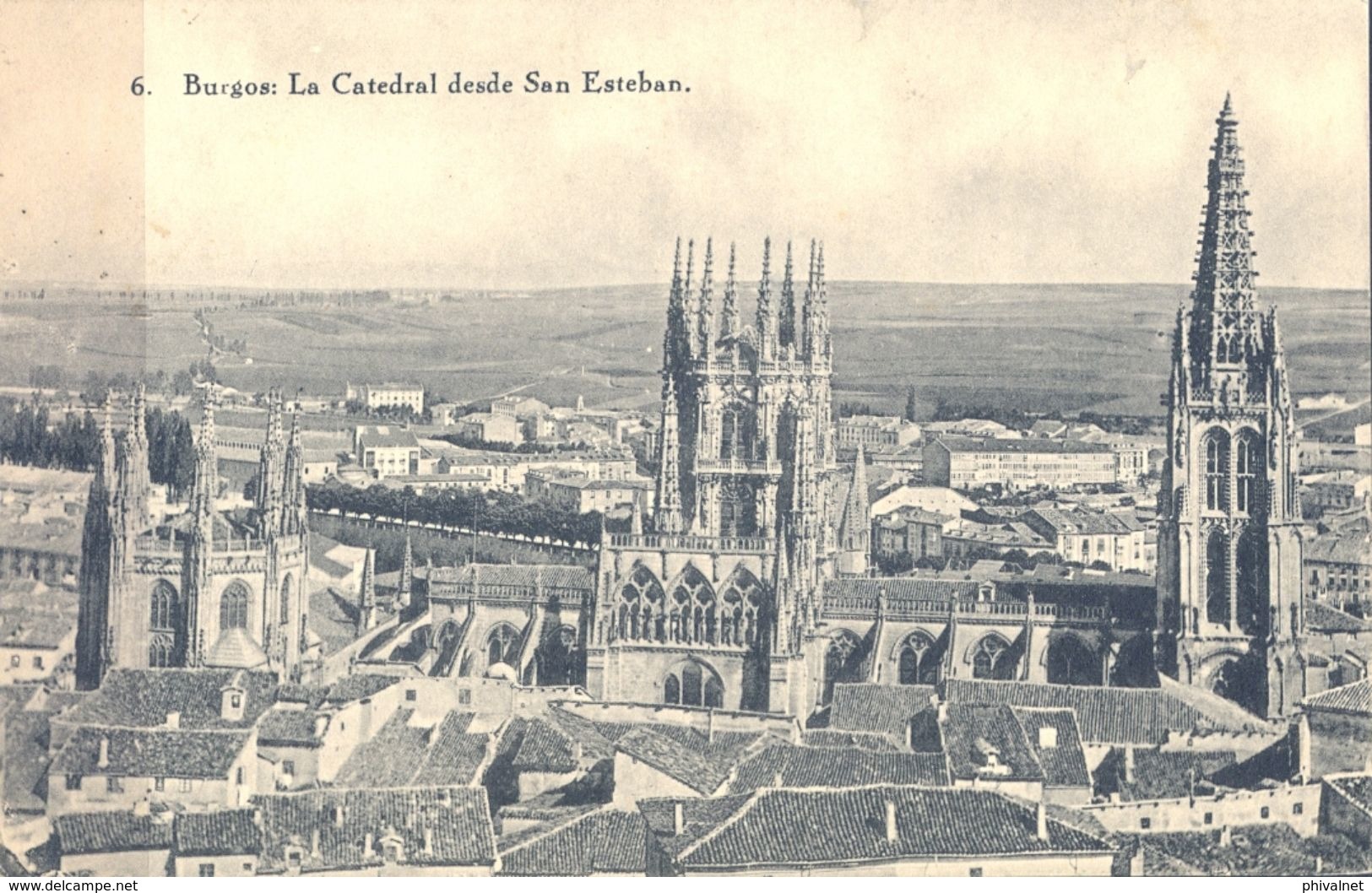 1935 , BURGOS , LA CATEDRAL DESDE SAN ESTEBAN , TARJETA POSTAL CIRCULADA - Burgos