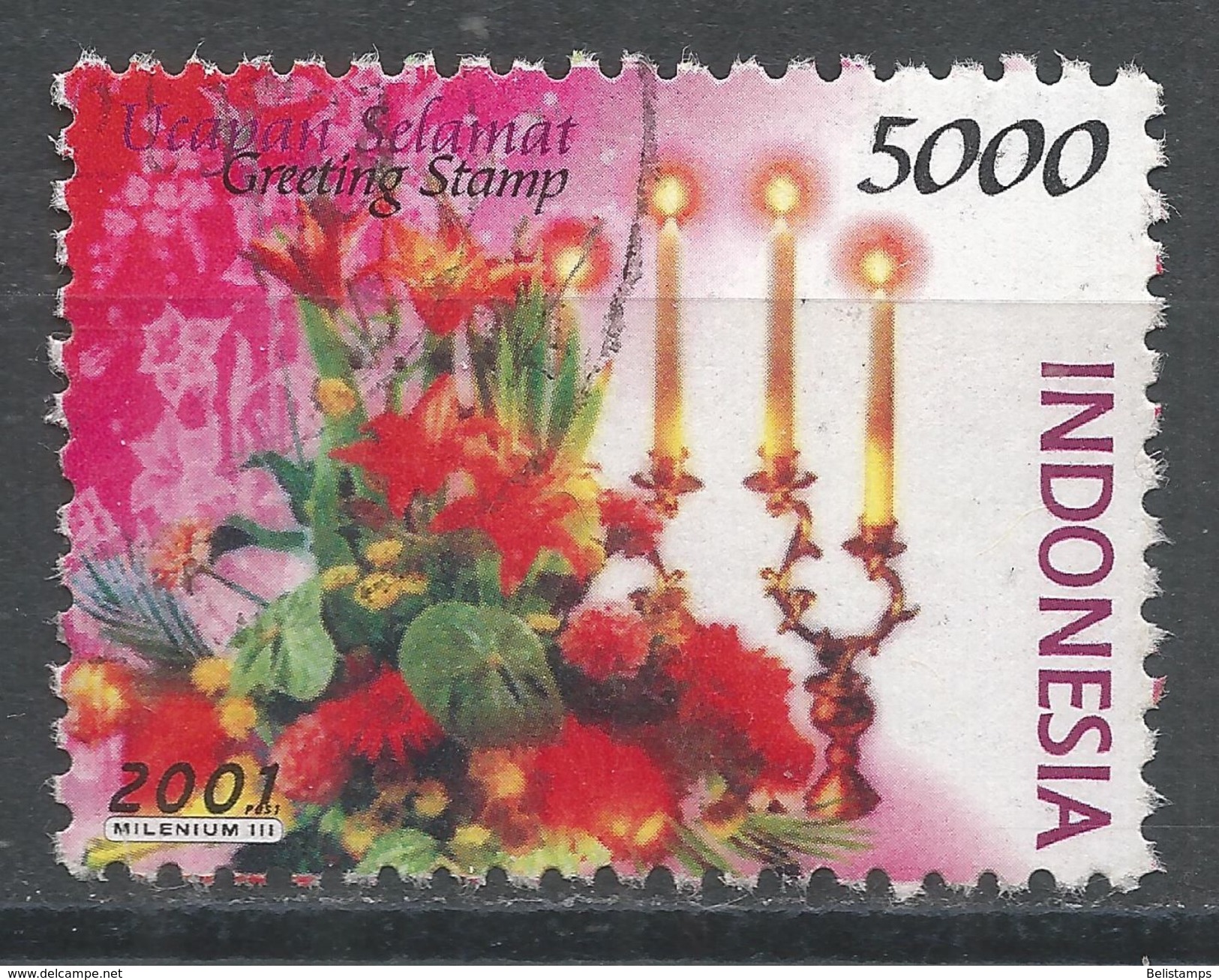 Indonesia 2001. Scott #1944 (U) Greeting Stamp, Various Flowers. Timbre De Salutation, Fleurs Variées - Indonésie