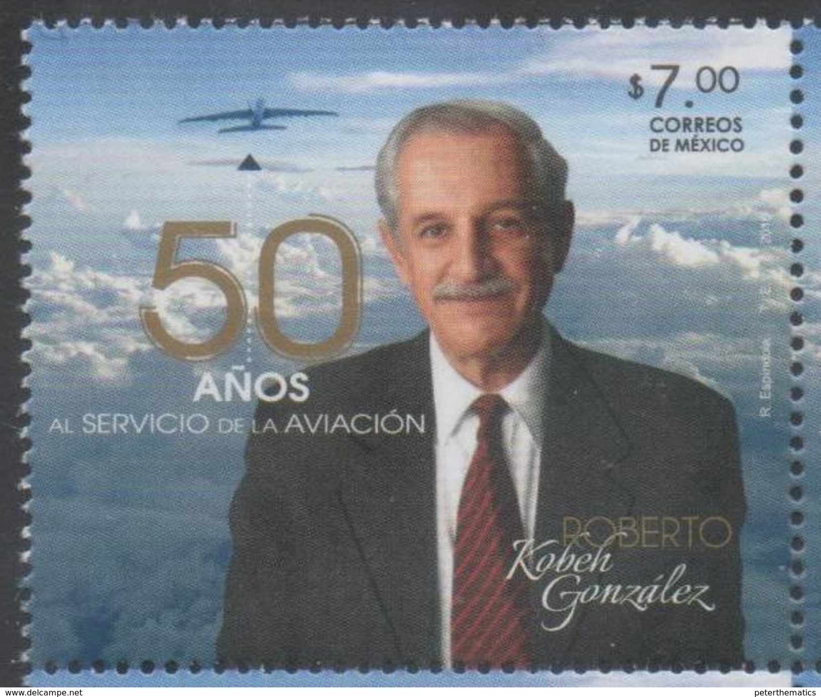 MEXICO, 2016, MNH, CIVIL AVIATION, ROBERTO KOBEH GONZALEZ, PLANES,  1v - Airplanes