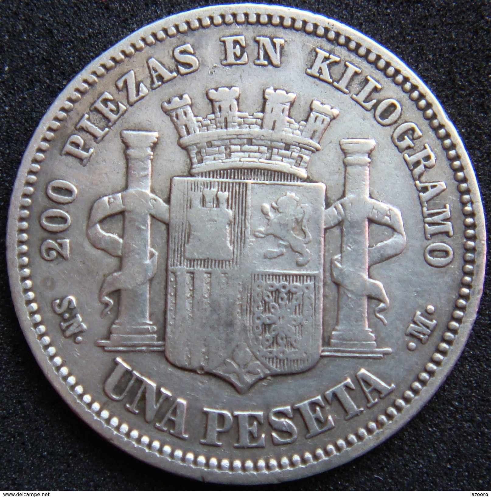 Spain 1 Peseta 1869 Gobierno VF - Silver - Primeras Acuñaciones