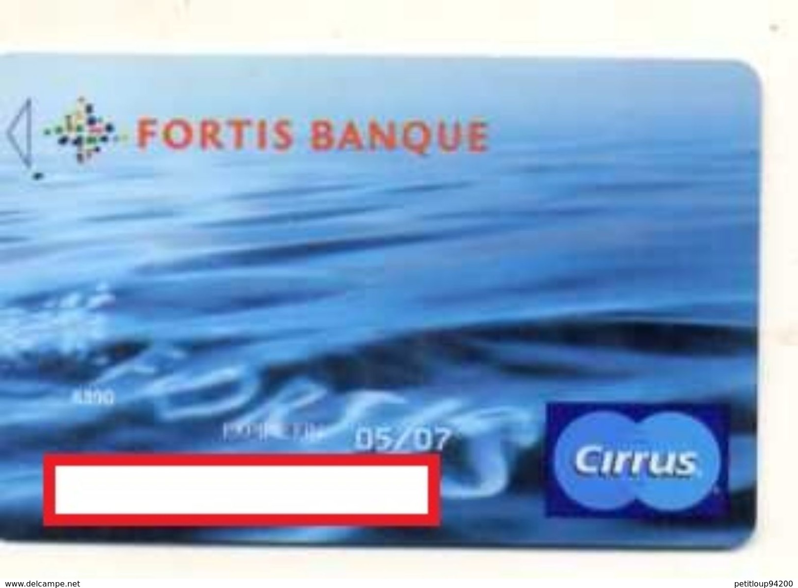 CARTE BANCAIRE FORTIS BANQUE Cirrus - Einmalgebrauch