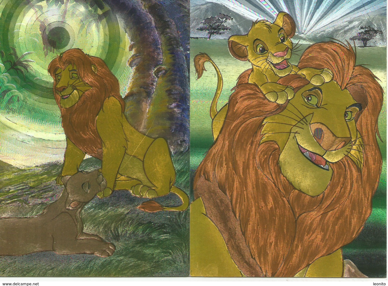 DISNEY Les Couleurs Magiques Disney Spezialeffekt Silbereffekt Löwe Lion 2 Karten - Autres & Non Classés