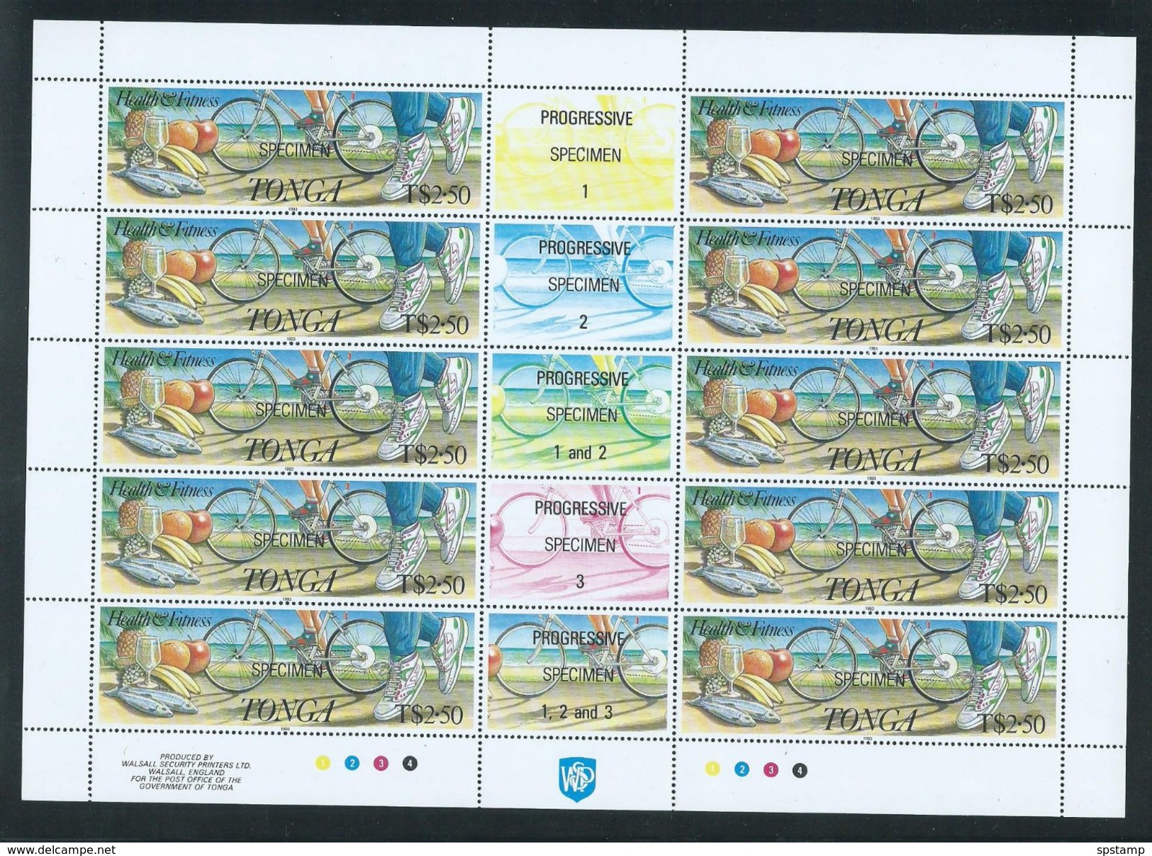 Tonga 1993 Health & Fitness Set Of 4 X 10 In Full Sheets With Labels & Imprints MNH Specimen O/P - Tonga (1970-...)