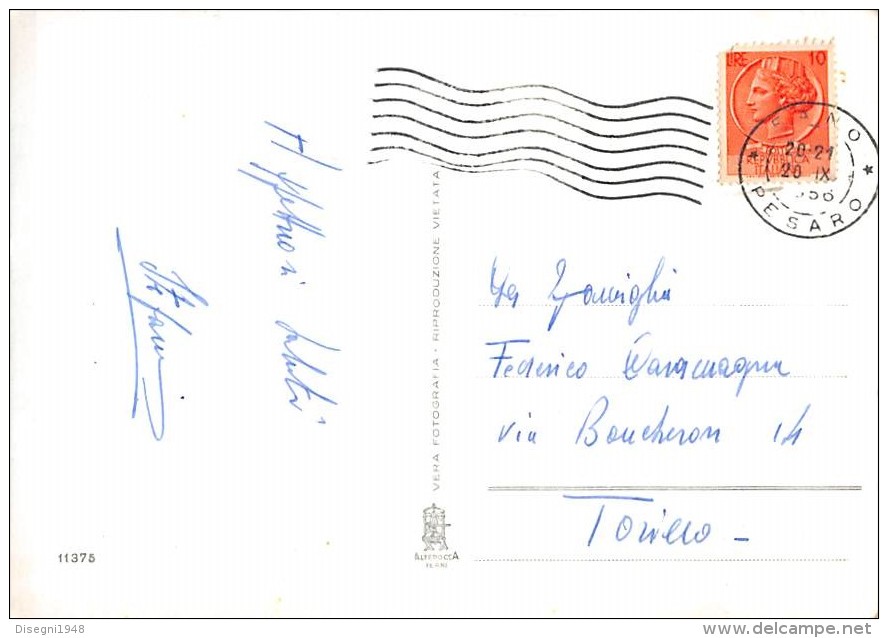 06941 "FANO - PORTO E FARO" ANIMATA, VELE. CART. ILL. ORIG. SPED. 1956 - Fano
