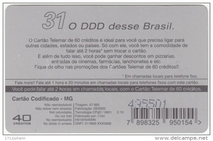 BRASIL F-297 Magnetic Telemar - Used - Brasil