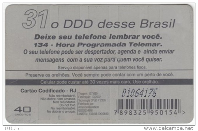 BRASIL F-308 Magnetic Telemar - Used - Brazil