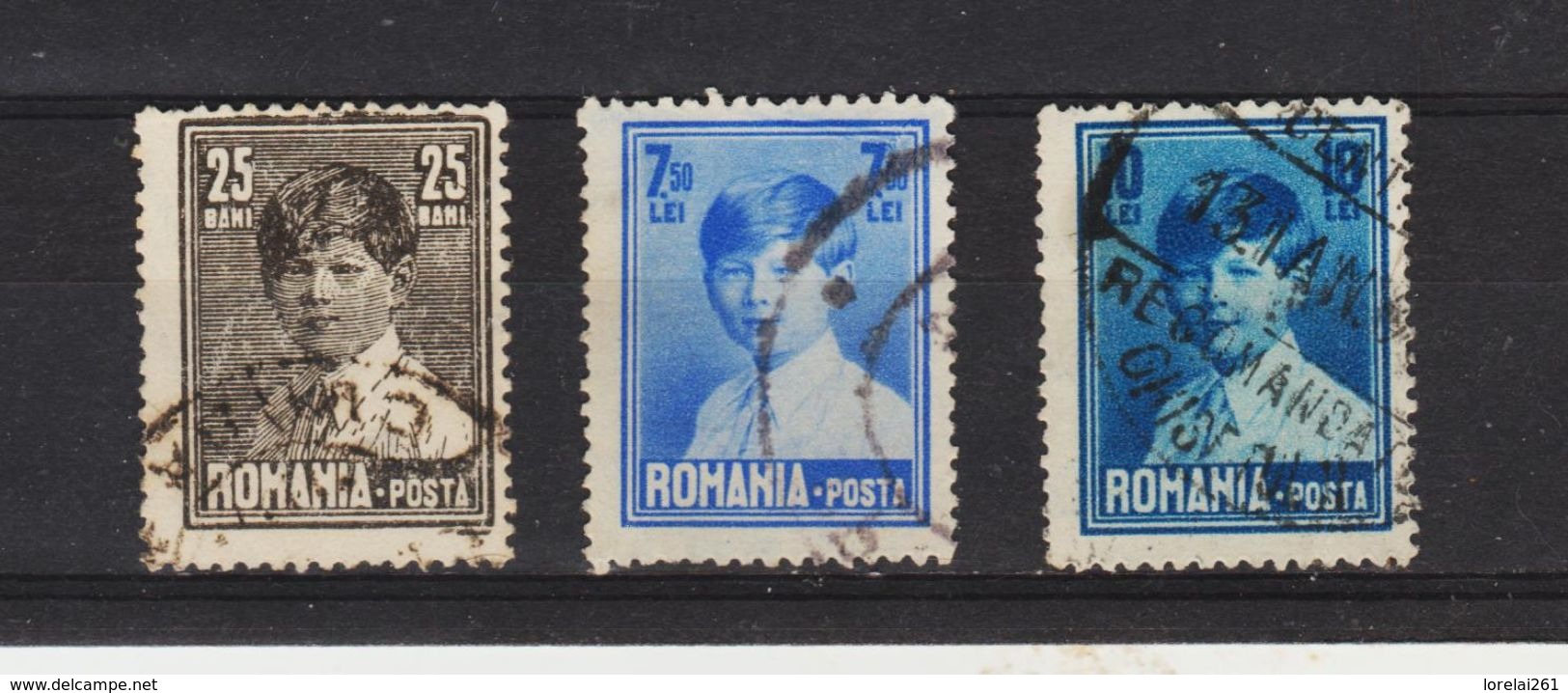 1929 - Roi Michel Avec Filigrane Lignes Ondules Mi No 353/355 Et Yv 355/357 - Gebraucht