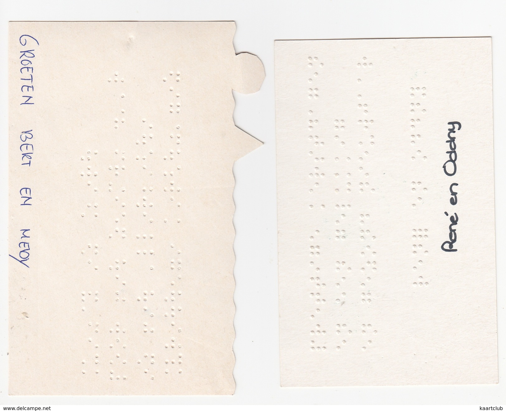 2 Wenskaartjes Met Braille Schrift - 'Prettige Kerstdagen En Gelukkig Nieuwjaar' - (Holland) - BRAIILE - Nieuwjaar