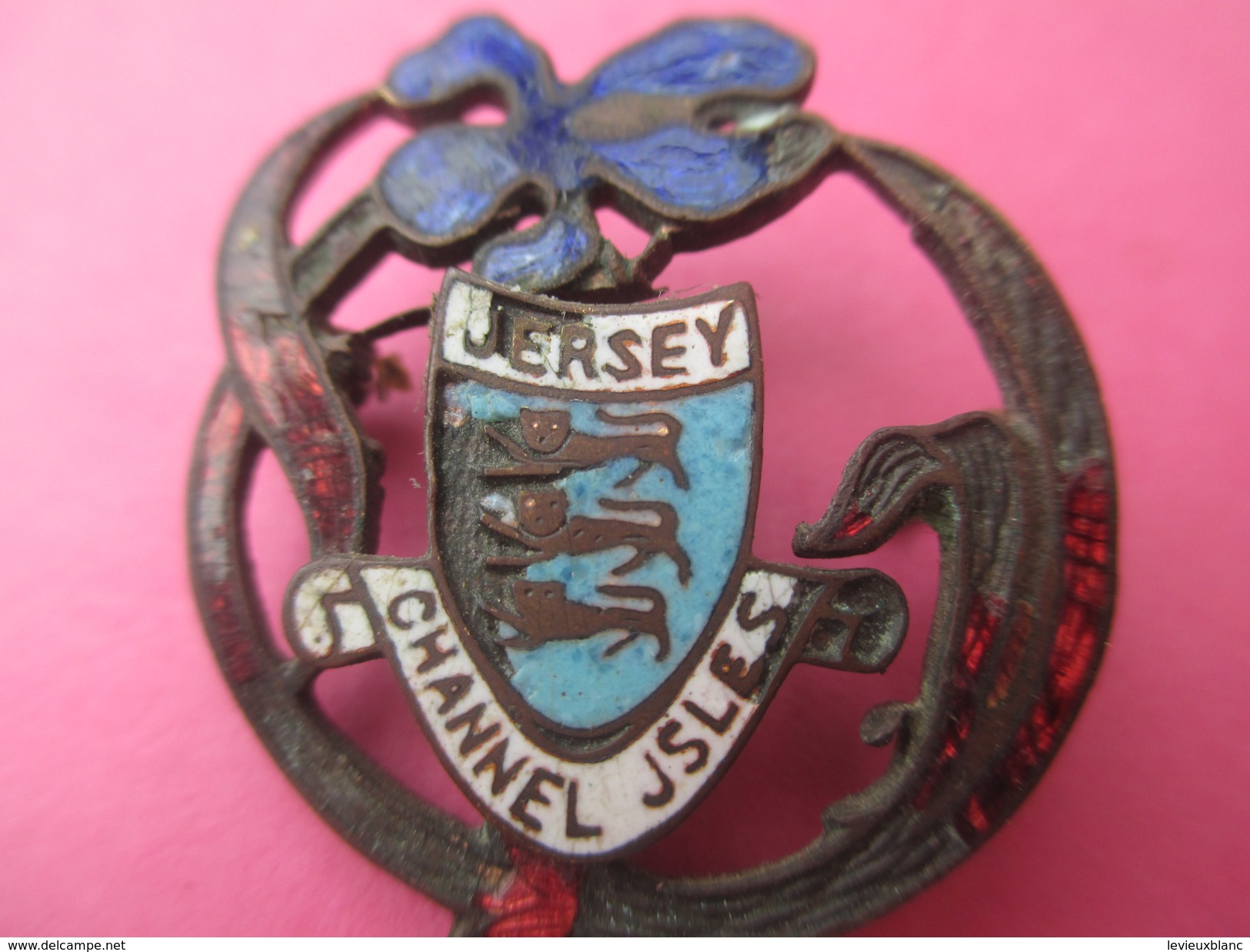 Insigne De Revers/ Grande-Bretagne / JERSEY/ Channel Isles /Bronze Cloisonné émaillé/Vers 1890-1910     MED136 - Gran Bretagna