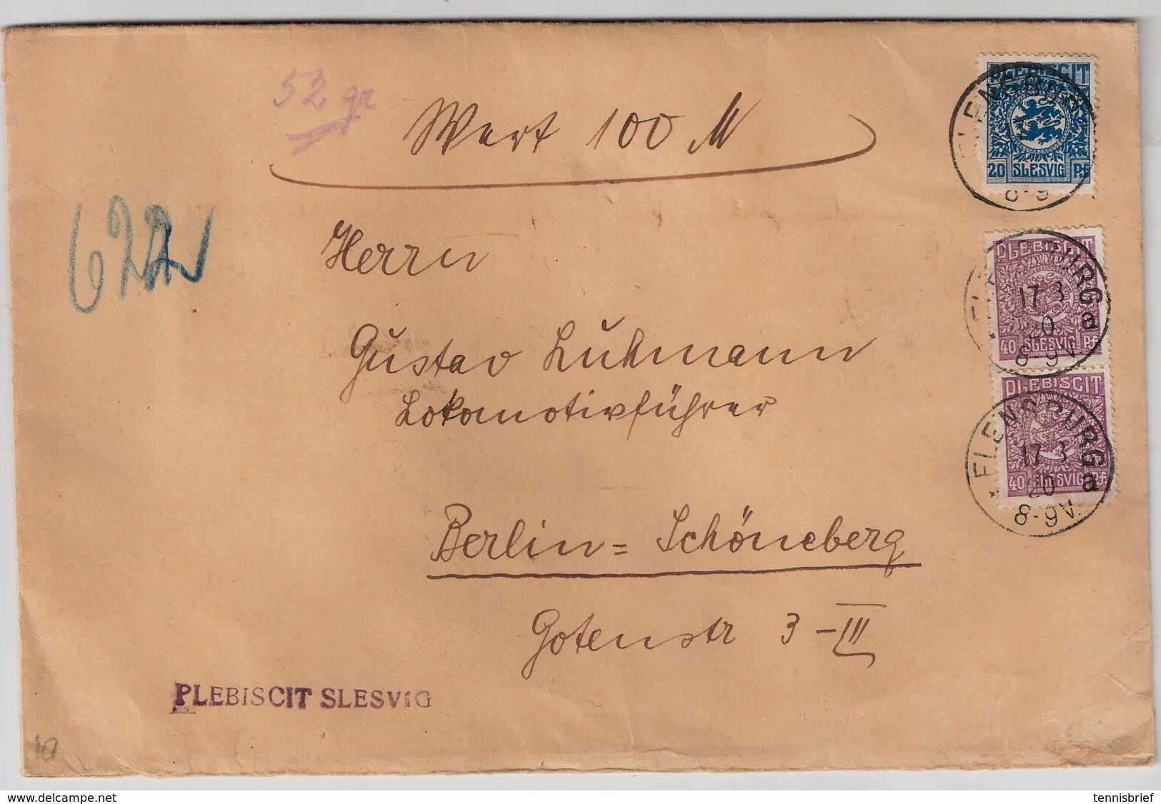 Schleswig, 1920, Wert-Brief Der Abstimm. Commission !   , #8426 - Sonstige & Ohne Zuordnung