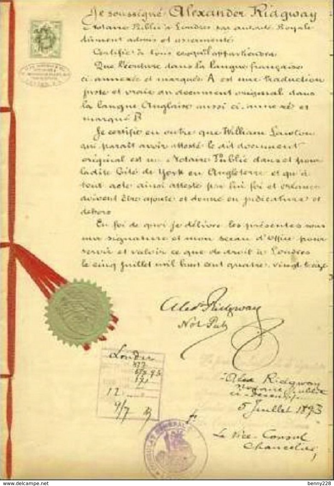 2 Documents D'une Succession "célèbre" Par NOTAIRE ROYAL - LONDRES 1893.- 1895 - Historical Documents