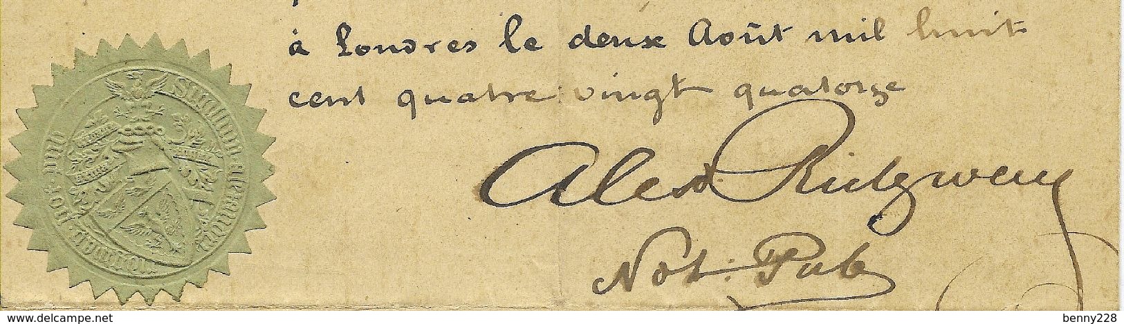 2 Documents d'une Succession "célèbre" par NOTAIRE ROYAL - LONDRES 1893.- 1895