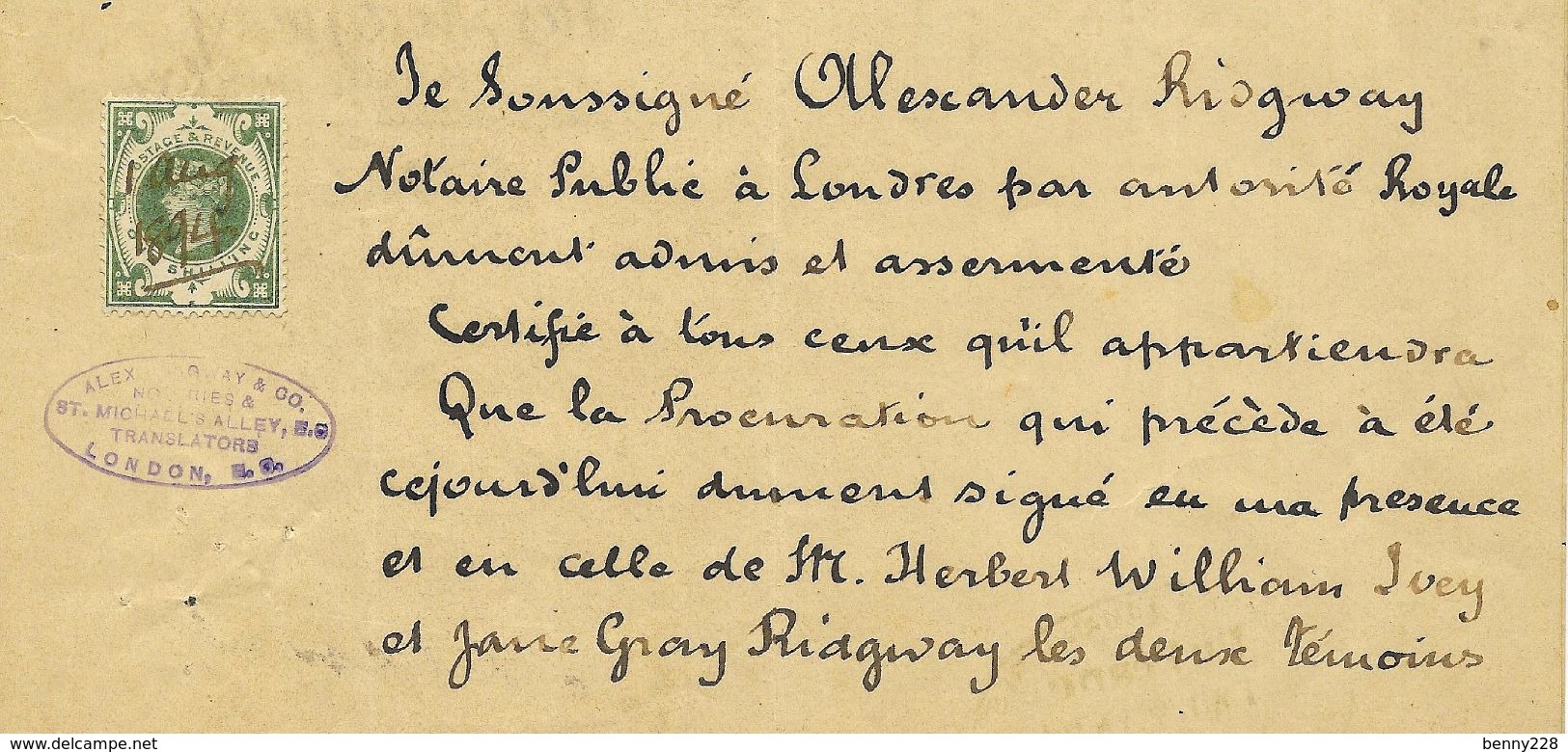 2 Documents d'une Succession "célèbre" par NOTAIRE ROYAL - LONDRES 1893.- 1895