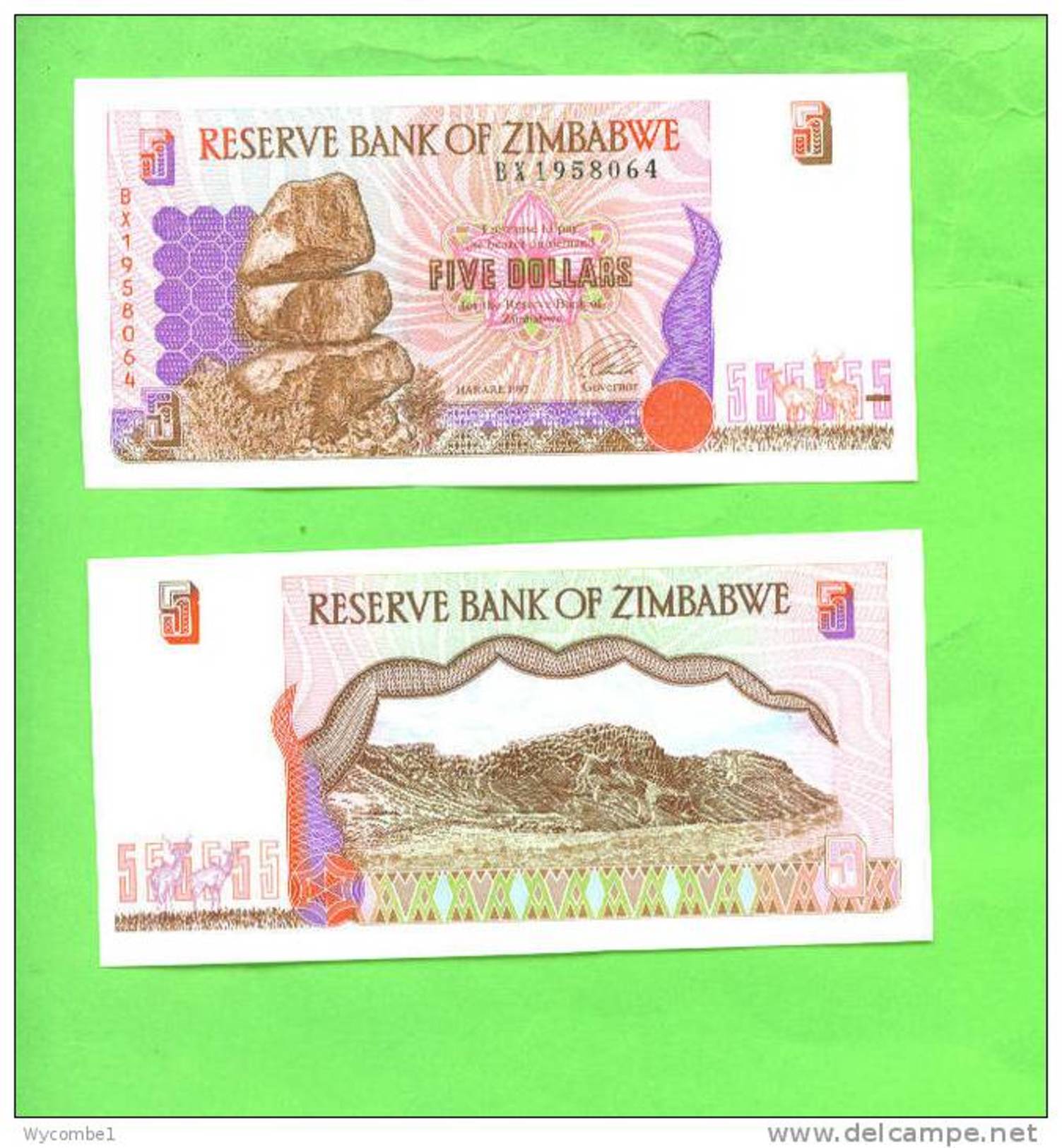 ZIMBABWE - 1997/5 Dollars/Hills UNC - Zimbabwe