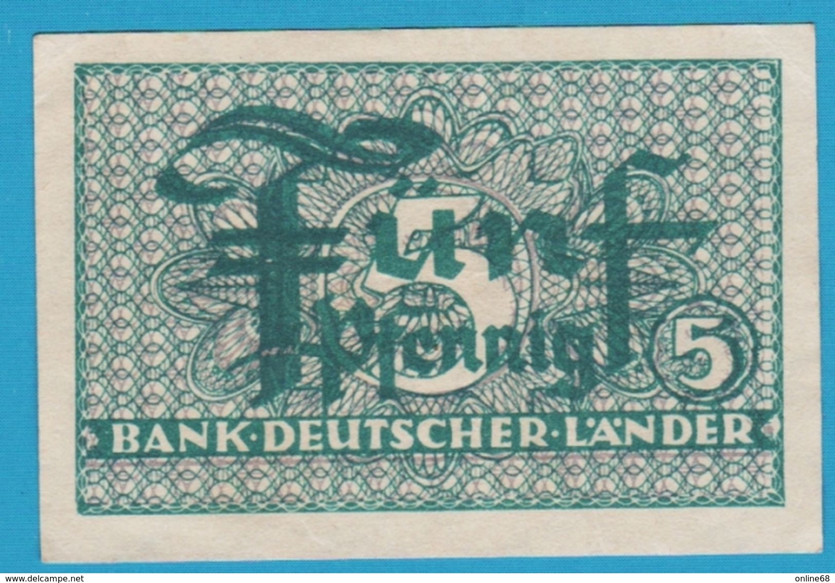 DEUTSCHLAND BANK DEUTSCHER LÄNDER 5 PFENNIG ND (1948) Ro. 250 Banknote - Autres & Non Classés