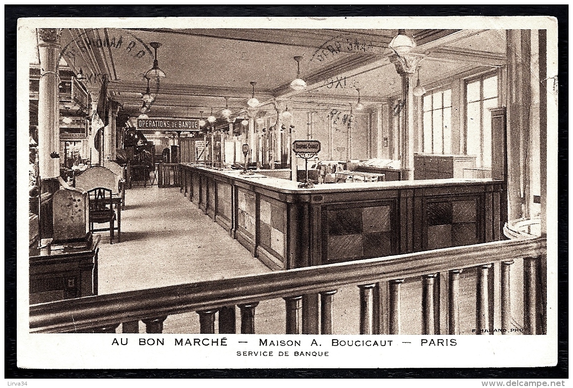 CPA ANCIENNE PRIVÉE- FRANCE- PARIS (75)- AU BON MARCHÉ- MAISON BOUCICAUT- SERVICE DE BANQUE GROS PLAN- 2 SCANS - Sonstige & Ohne Zuordnung