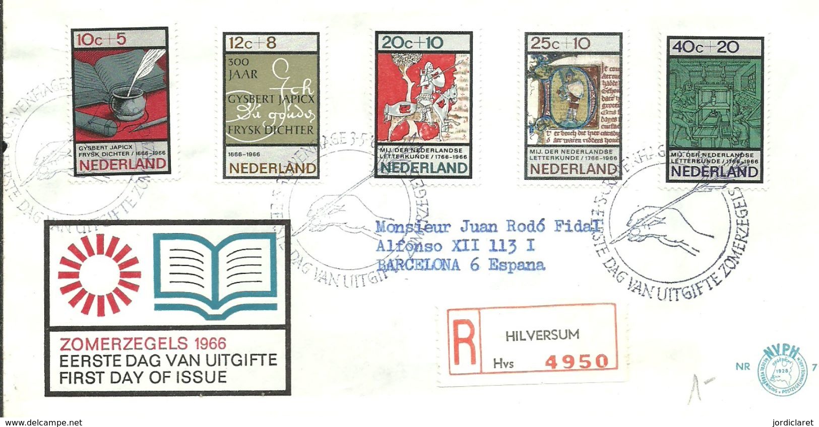 FDC 1966 REGISTERED HILVERSUM - FDC