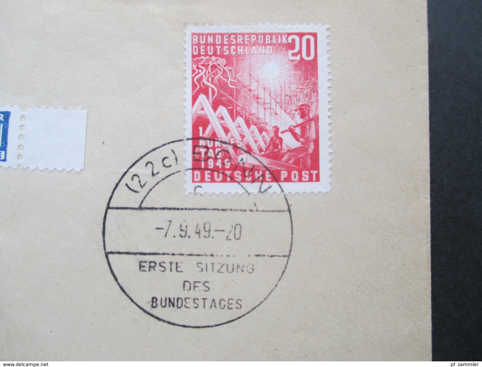 BRD 1949 Nr. 112 Eröffnung Des 1. Deutschen Bundestages. Sonderstempel / FDC. Notopfer Mit Bogenrand! Erste Sitzung - Cartas & Documentos