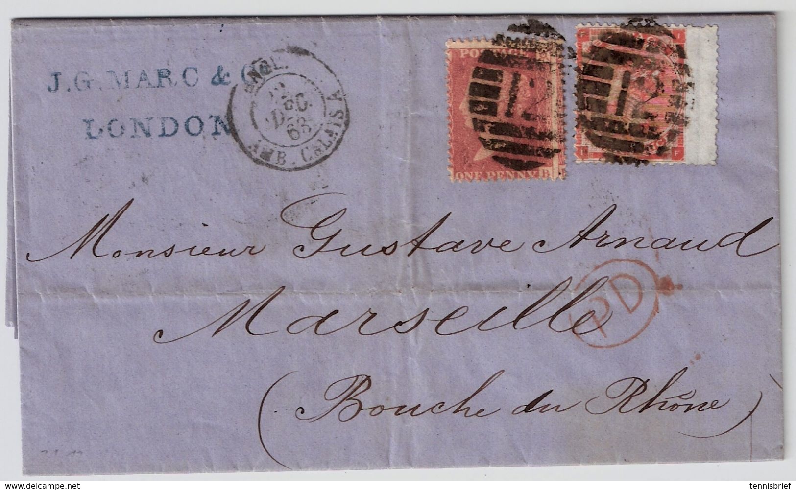 GB, 1863, Brief Nach Frankreich  ,Mi. Ca. € 160,- Gute Erhaltung  # 8402 - Briefe U. Dokumente