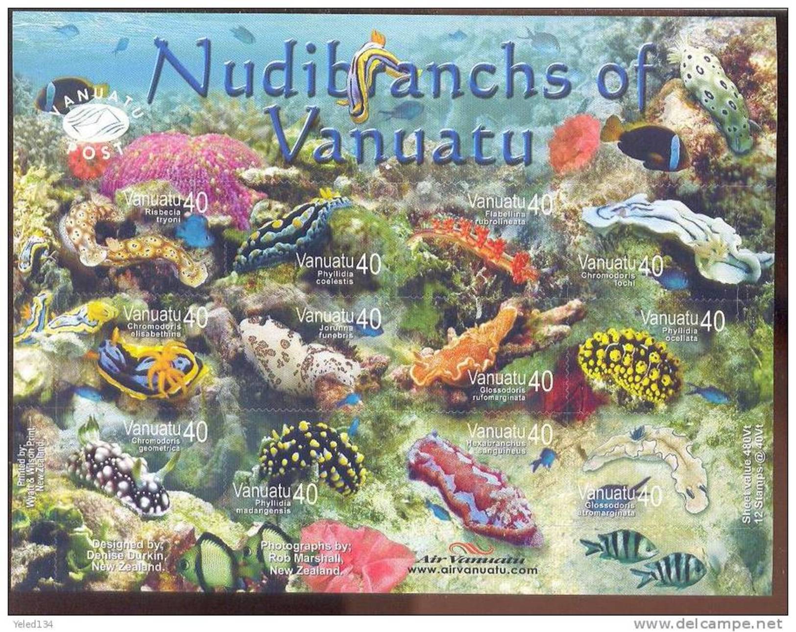 MINT NEVER HINGED MINI SHEET OF FISH-MARINE LIFE  #  M-1205   ( VANUATU  940  STIC ON - Meereswelt