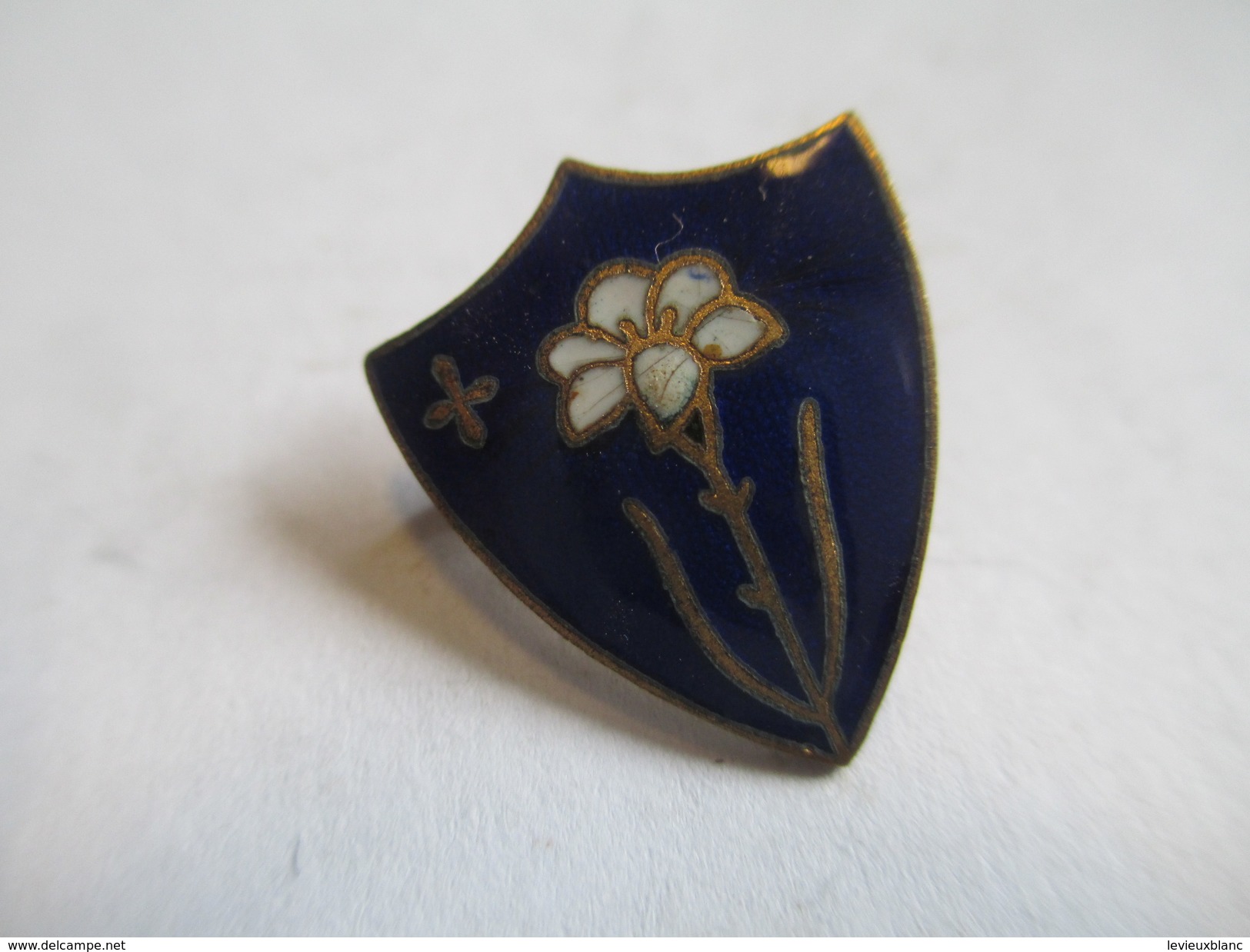 Insigne /Ecusson De Pélérinage ? /Fleur + Croix / Bronze Cloisonné émaillé/ Vers 1920-1940            MED159 - France