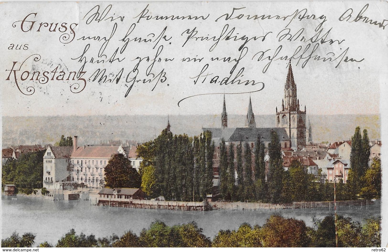 GRUSS AUS KONSTANZ &rarr; Sehr Alte Lith-Karte Anno 1897  &#x25BA;RRR&#x25C4; - Konstanz