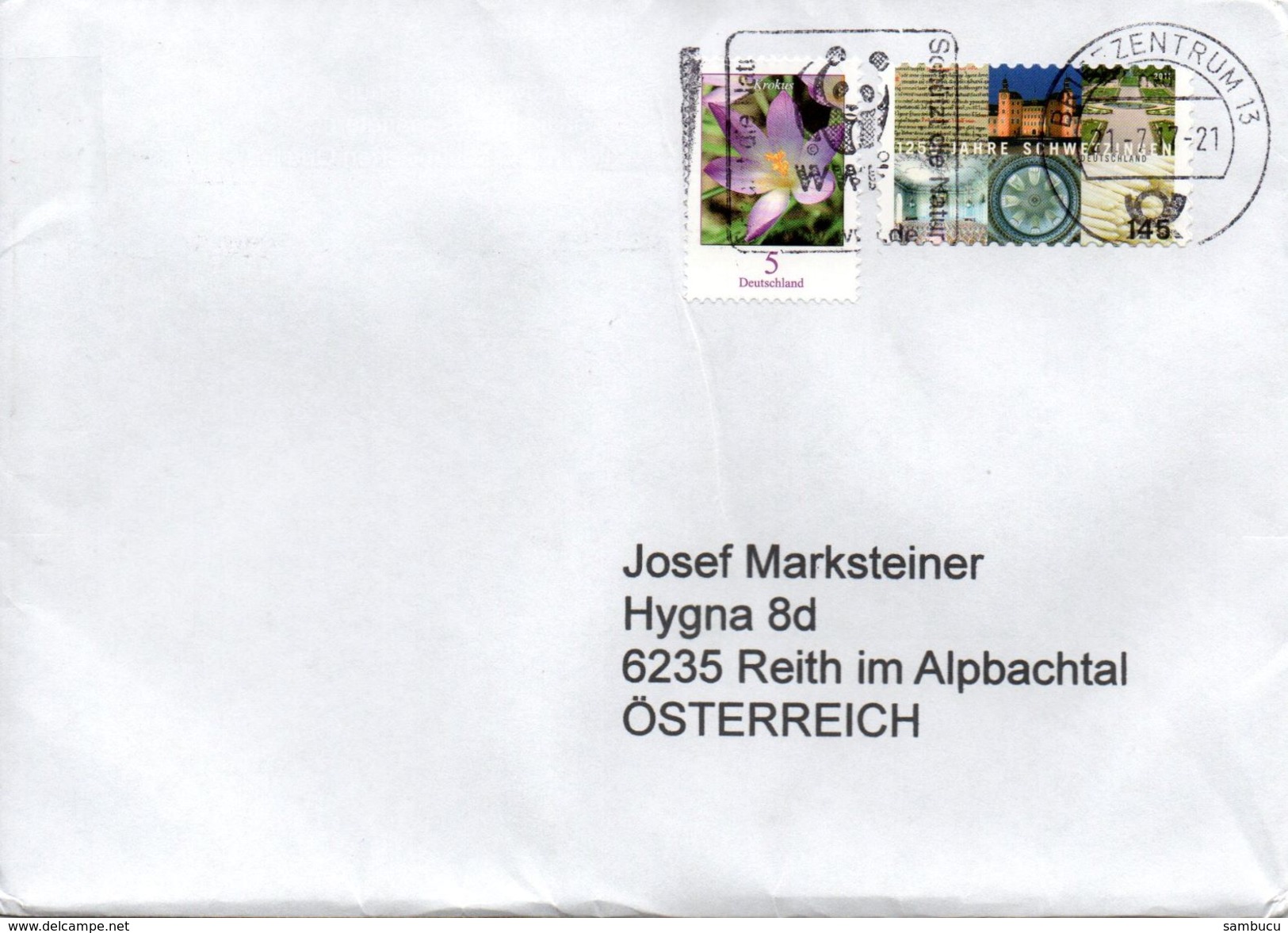Auslands - Brief Von Briefzentrum 13 Mit 150 Cent Mischfrankatur + Werbestempel WWF 2017 - Briefe U. Dokumente