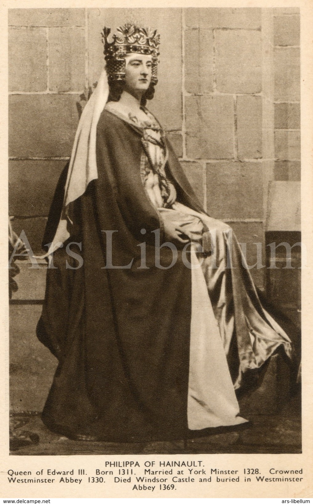 CPA / Postcard / Philippa Of Hainault / Coronation Series / Queens Of England / Madame Tussaud / Unused - Famous Ladies