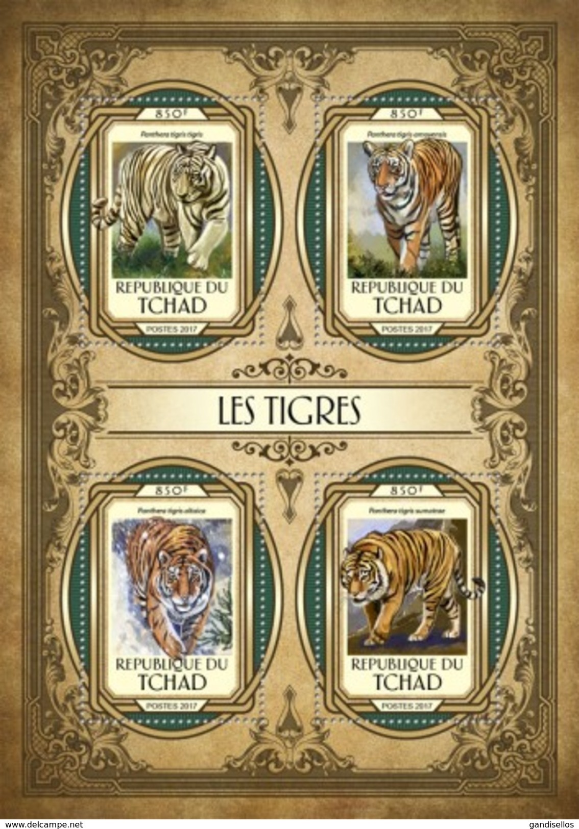 TCHAD CHAD 2017 SHEET TIGERS TIGRES WILD CATS RAUBKATZEN FELINS FELINES FELINOS FELINI WILDLIFE Tch17116a - Tschad (1960-...)